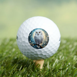 Resting Snow Owl With Sparkle, Golf Balls