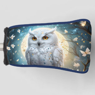 Resting Snow Owl With Sparkle,Golf Putter Cover