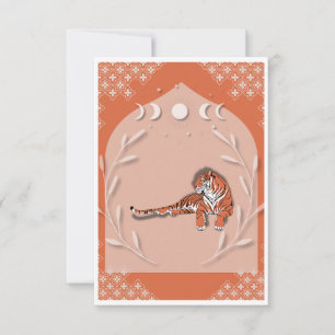 Resting Tiger Moon Phases Blank Card