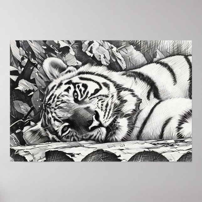 Resting Tiger Portrait Poster (Front)