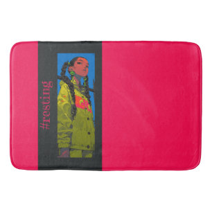 #resting Vibes, Fuchsia, Bath Mat