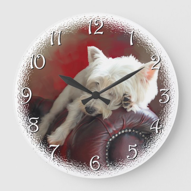Resting Westie Large Clock (Front)