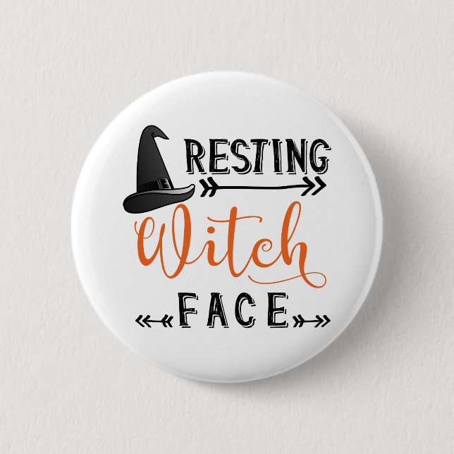 resting witch face 6 cm round badge (Front)