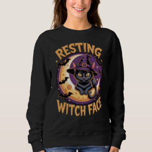 Resting Witch Face Black Cat Halloween Cat Lover Sweatshirt
