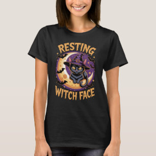 Resting Witch Face Black Cat Halloween Cat Lover T-Shirt