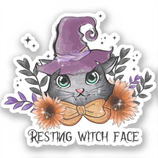 Resting Witch Face – Cat with Witch Hat (Front)