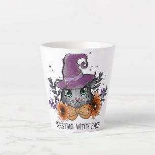 Resting Witch Face – Cat with Witch Hat Latte Mug
