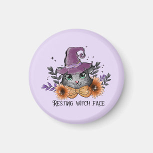 Resting Witch Face – Cat with Witch Hat Magnet