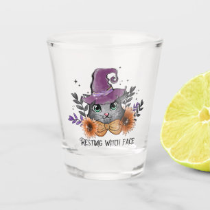 Resting Witch Face – Cat with Witch Hat Shot Glass