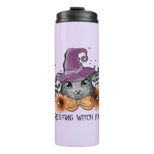 Resting Witch Face – Cat with Witch Hat Thermal Tumbler