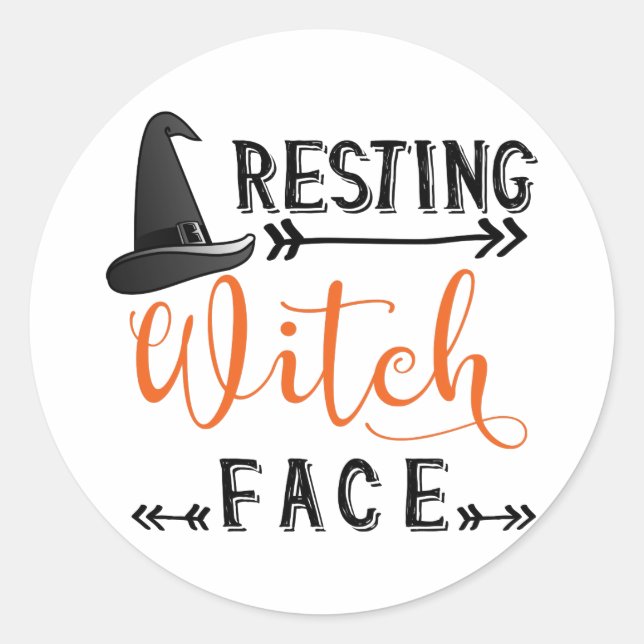 resting witch face classic round sticker (Front)