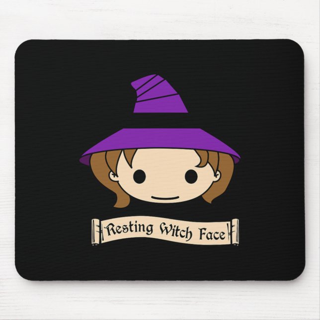 Resting Witch Face Costume Halloween Mouse Mat (Front)