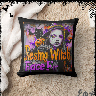 Resting Witch Face   ExDesigner   Halloween Cushion