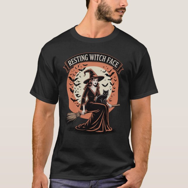 Resting Witch Face Funny Halloween T-Shirt (Front)