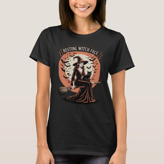 Resting Witch Face Funny Halloween T-Shirt (Front)