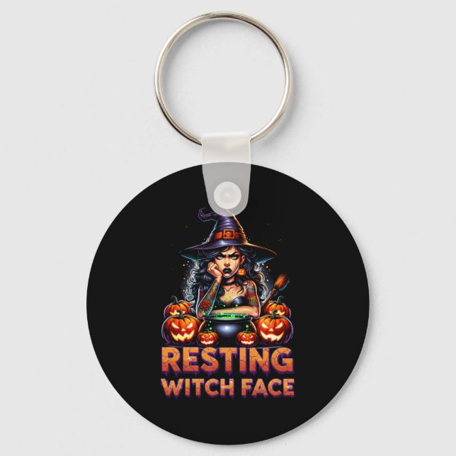 Resting Witch Face Funny Sarcastic Halloween Rude  Key Ring (Front)