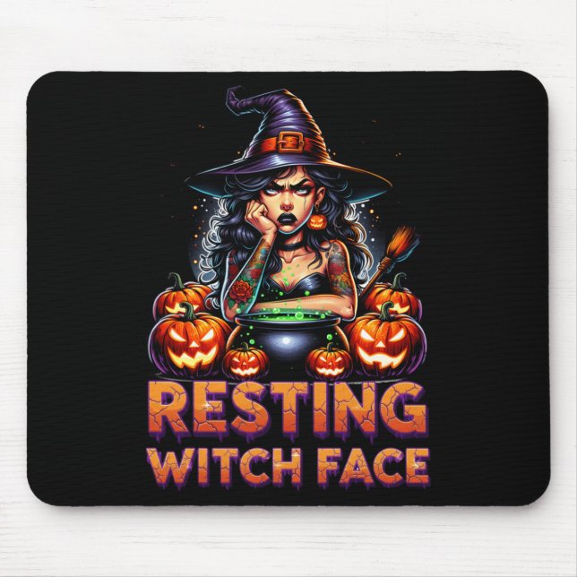 Resting Witch Face Funny Sarcastic Halloween Rude  Mouse Mat (Front)