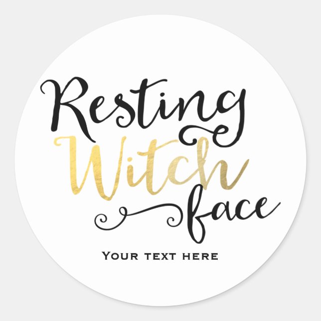 Resting Witch Face Halloween Costume Party Classic Round Sticker (Front)