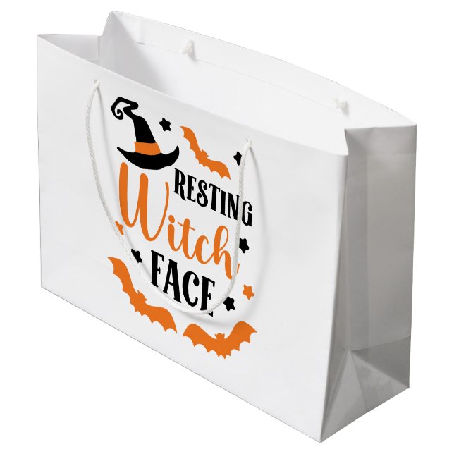 Resting Witch Face Halloween  Large Gift Bag (Back Angled)