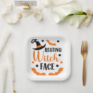 Resting Witch Face Halloween  Paper Plate