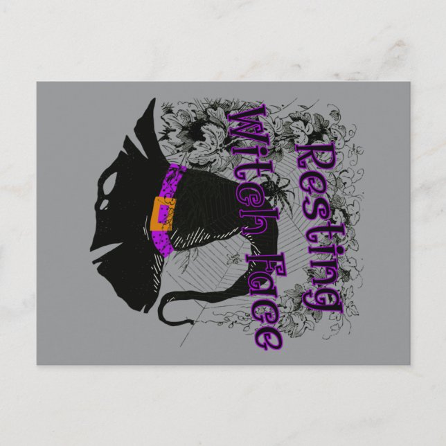 Resting Witch Face - Halloween Spider Web Postcard (Front)