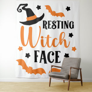 Resting Witch Face Halloween Tapestry