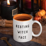 Resting Witch Face Halloween Two-Tone Coffee Mug<br><div class="desc">Serve up a cup of your favorite "brew" in our funny Halloween mug. Design features "resting witch face" in modern black lettering. We love it in the two-tone style with a festive Halloween orange interior.</div>