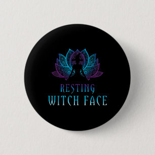 Resting Witch Face Lotus Funny Halloween Yoga Witc 6 Cm Round Badge