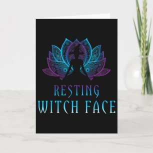 Resting Witch Face Lotus Funny Halloween Yoga Witc Card