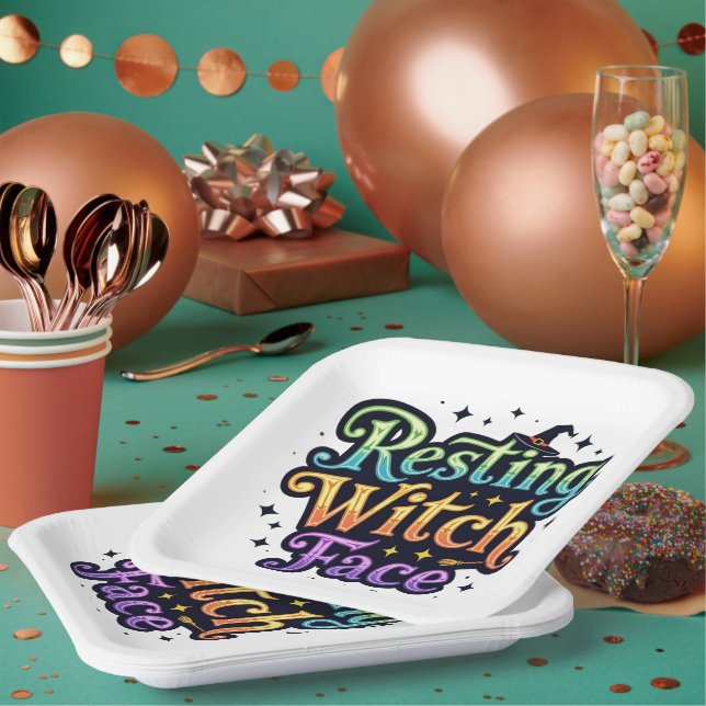 Resting Witch Face Paper Plate (Multi)