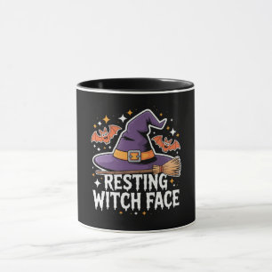 Resting Witch Face Scary Broomstick Funny Hallowee Mug