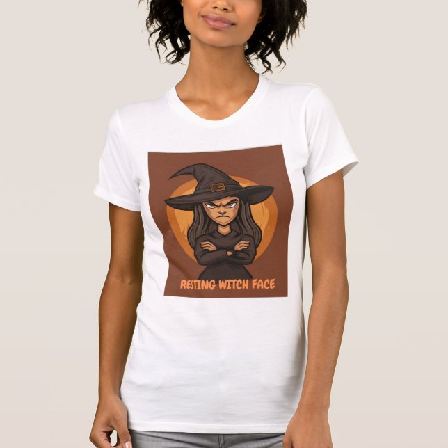 Resting Witch Face – Spooky Funny Halloween Design T-Shirt (Front)