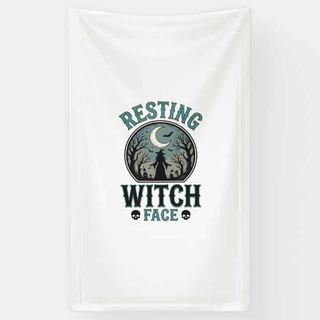 Resting Witch Face Vintage Halloween Design_1 Banner (Vertical)