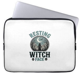 Resting Witch Face Vintage Halloween Design_1 Laptop Sleeve