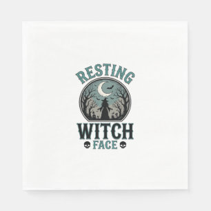 Resting Witch Face Vintage Halloween Design_1 Napkin
