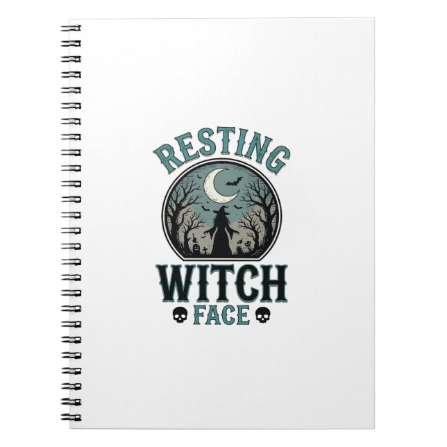 Resting Witch Face Vintage Halloween Design_1 Notebook (Front)