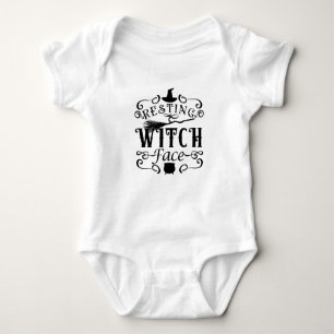 RESTING WITCH FACE Vintage Type Graphic Halloween Baby Bodysuit