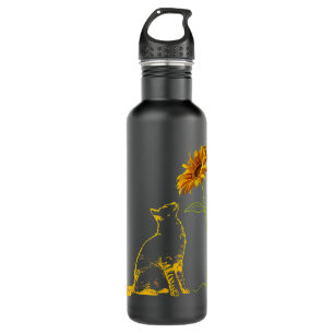 Resting Yellow Cat Under Sunflower 710 Ml Water Bottle