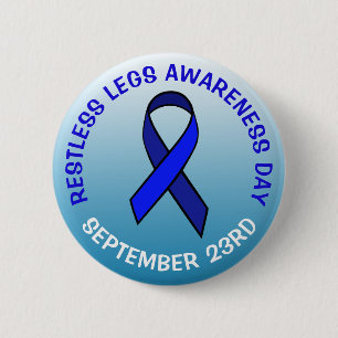 Restless Legs Awareness Day Blue Ribbon 6 Cm Round Badge
