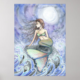 Restless Tide Mermaid Fantasy Poster Print