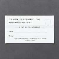 Restorative Dentistry Tooth Appointment Card