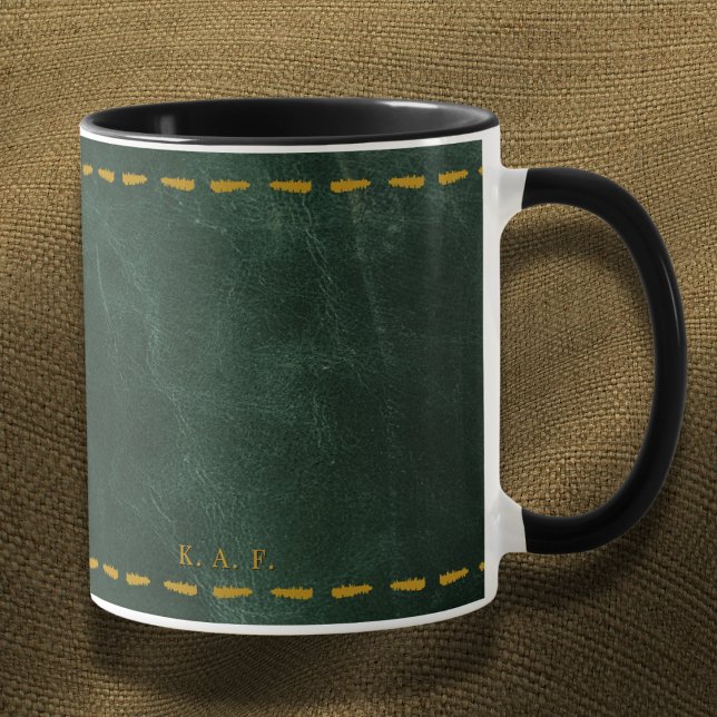 Restorative Forest Green Stitched Leather-Look Mug (Creator Uploaded)