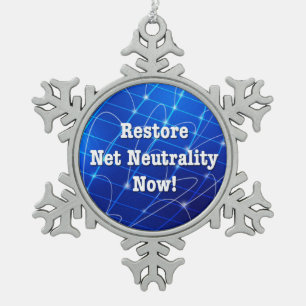 Restore Net Neutrality Now! Snowflake Pewter Christmas Ornament