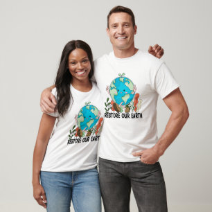 Restore Our Earth - Happy Planet with Peace Signs T-Shirt
