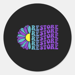 Restore Prevention Awareness Suower Design Classic Round Sticker