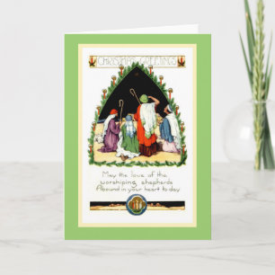 Restored Art Nouveau Christmas Shepherds Card