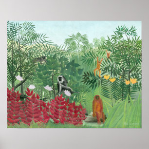 Restored Color Henri Rousseau Tropical Jungle Art Poster