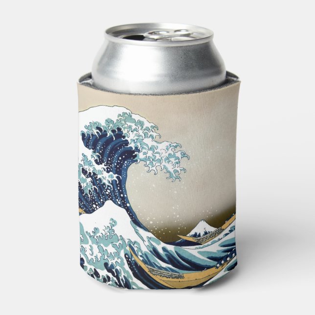 Restored Great Wave off Kanagawa by Hokusai Can Cooler (Can Front)