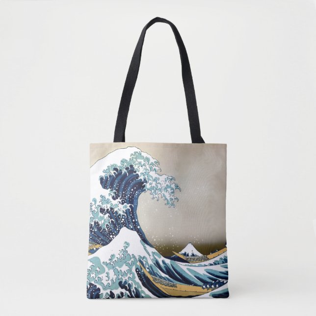 Restored Great Wave off Kanagawa by Hokusai Tote Bag (Front)