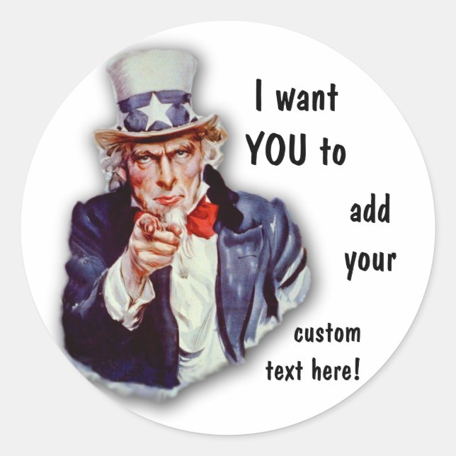 Restored Iconic Uncle Sam Image Classic Round Sticker (Front)